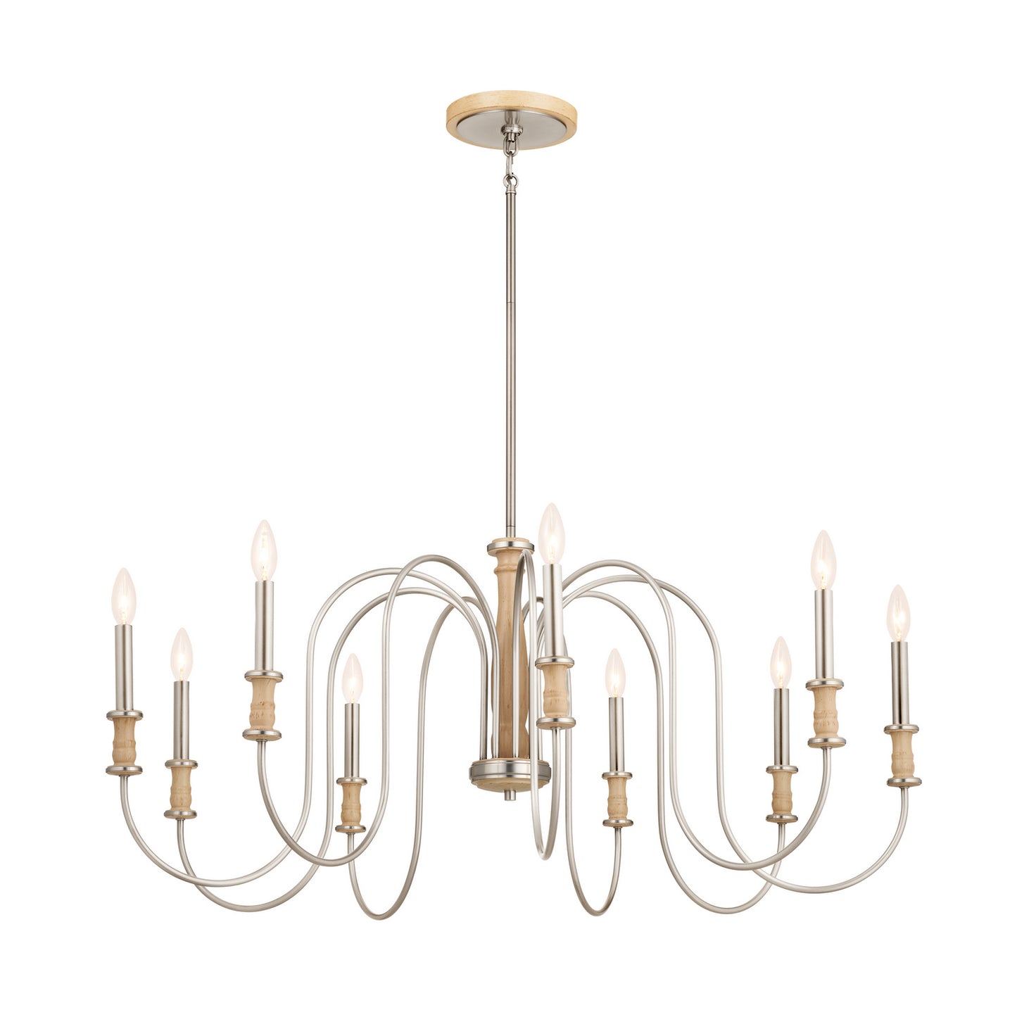 Karthe Nine Light Chandelier in Brushed Nickel