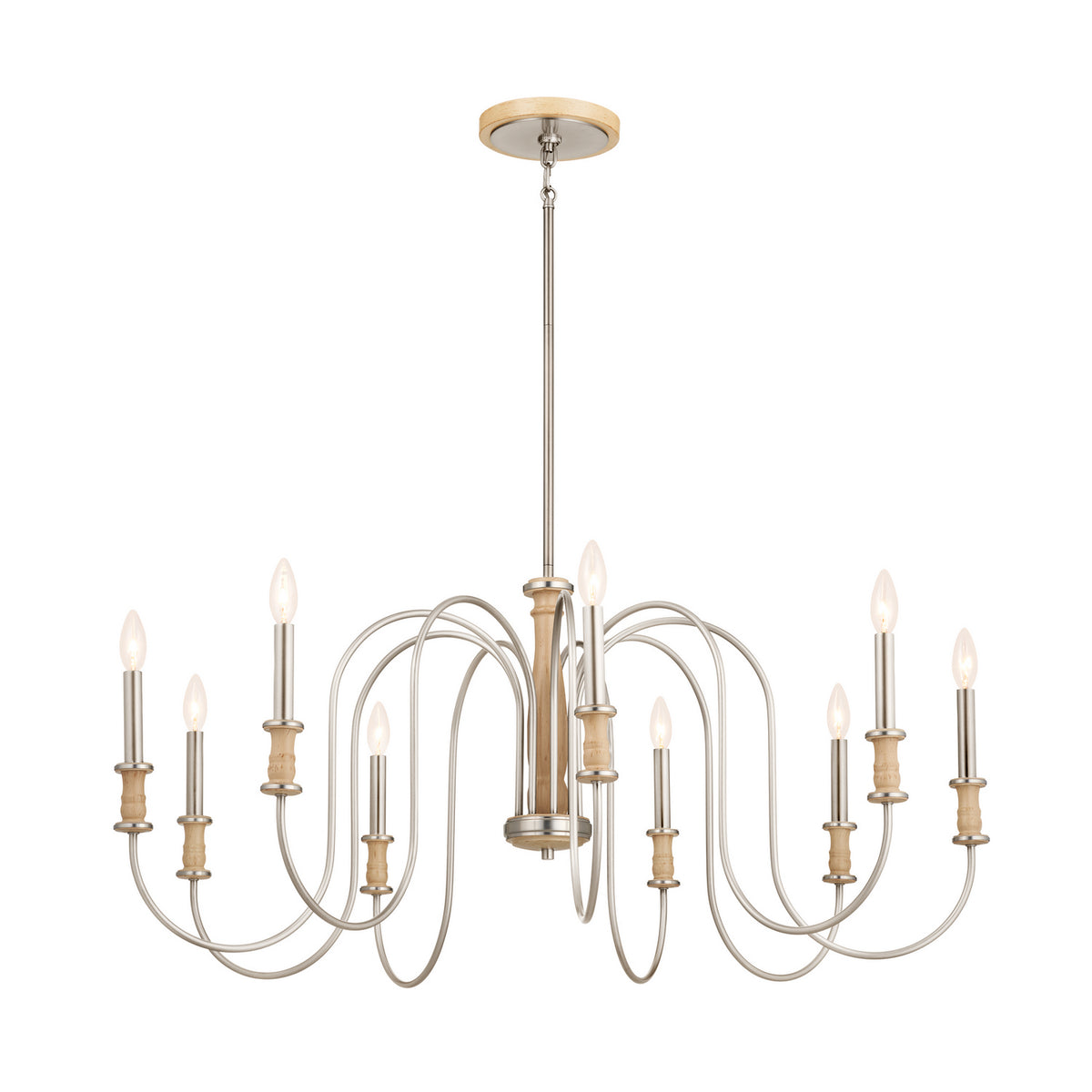 Karthe Nine Light Chandelier in Brushed Nickel