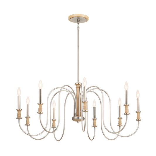 Karthe Nine Light Chandelier in Brushed Nickel