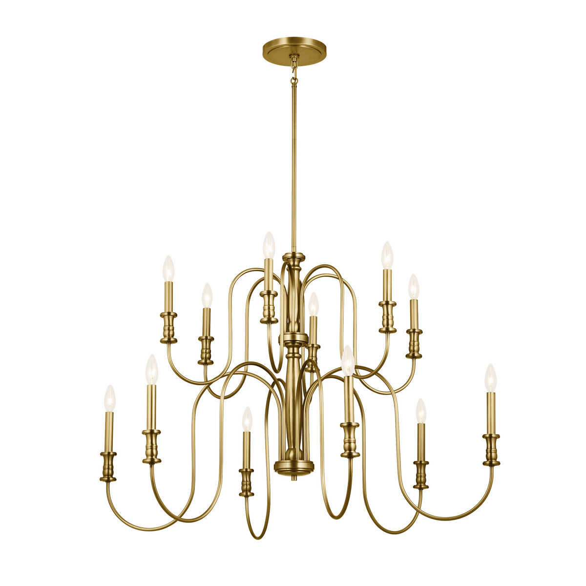 Karthe 12 Light Chandelier in Natural Brass