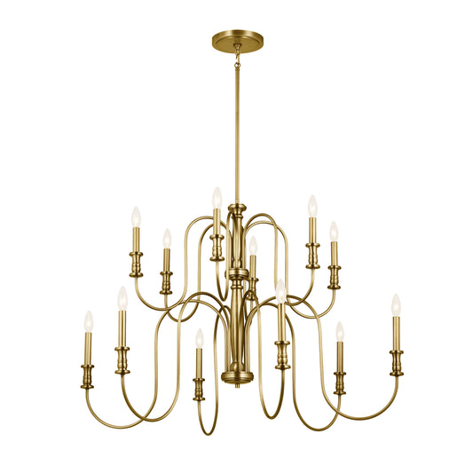 Karthe 12 Light Chandelier in Natural Brass