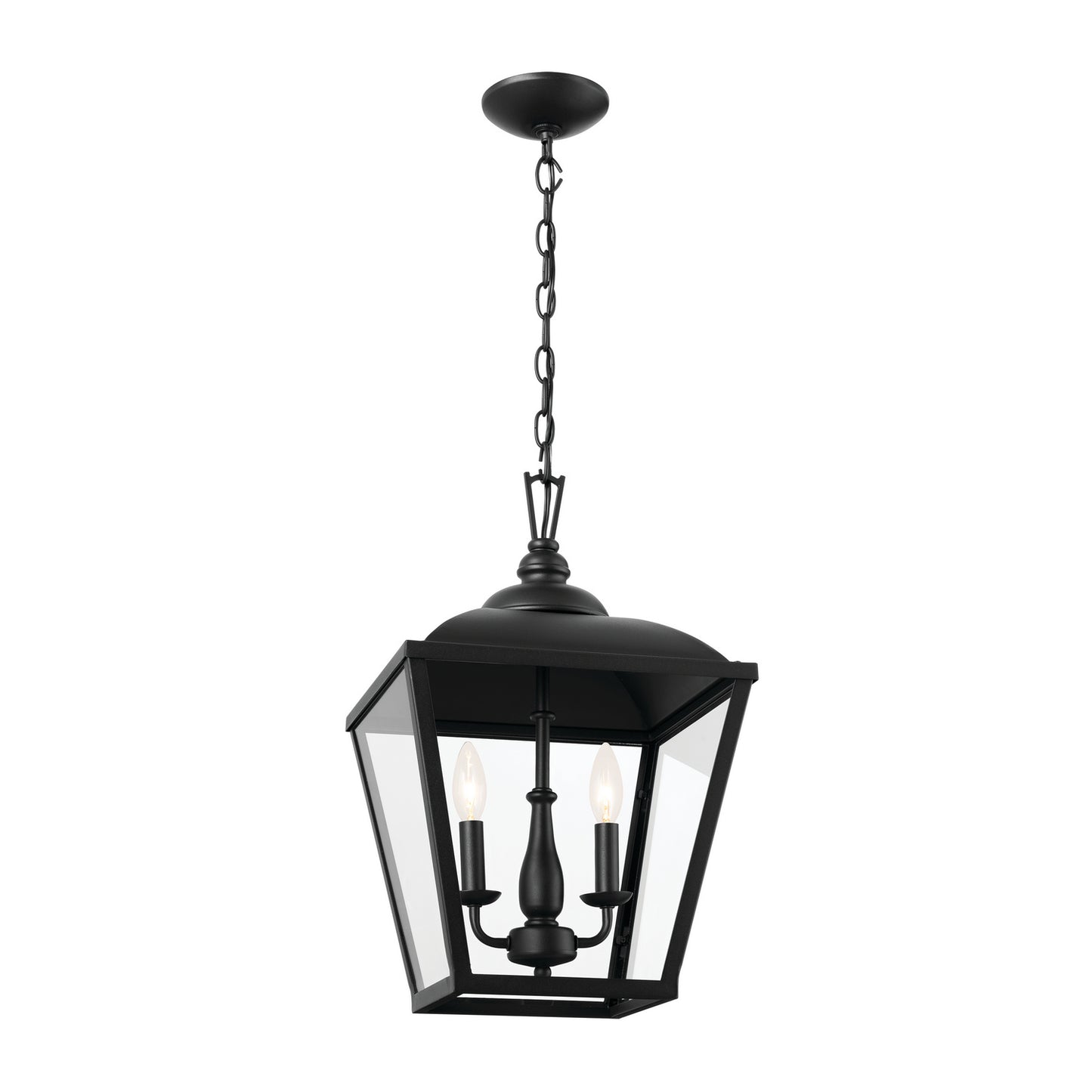Dame Two Light Pendant in Textured Black