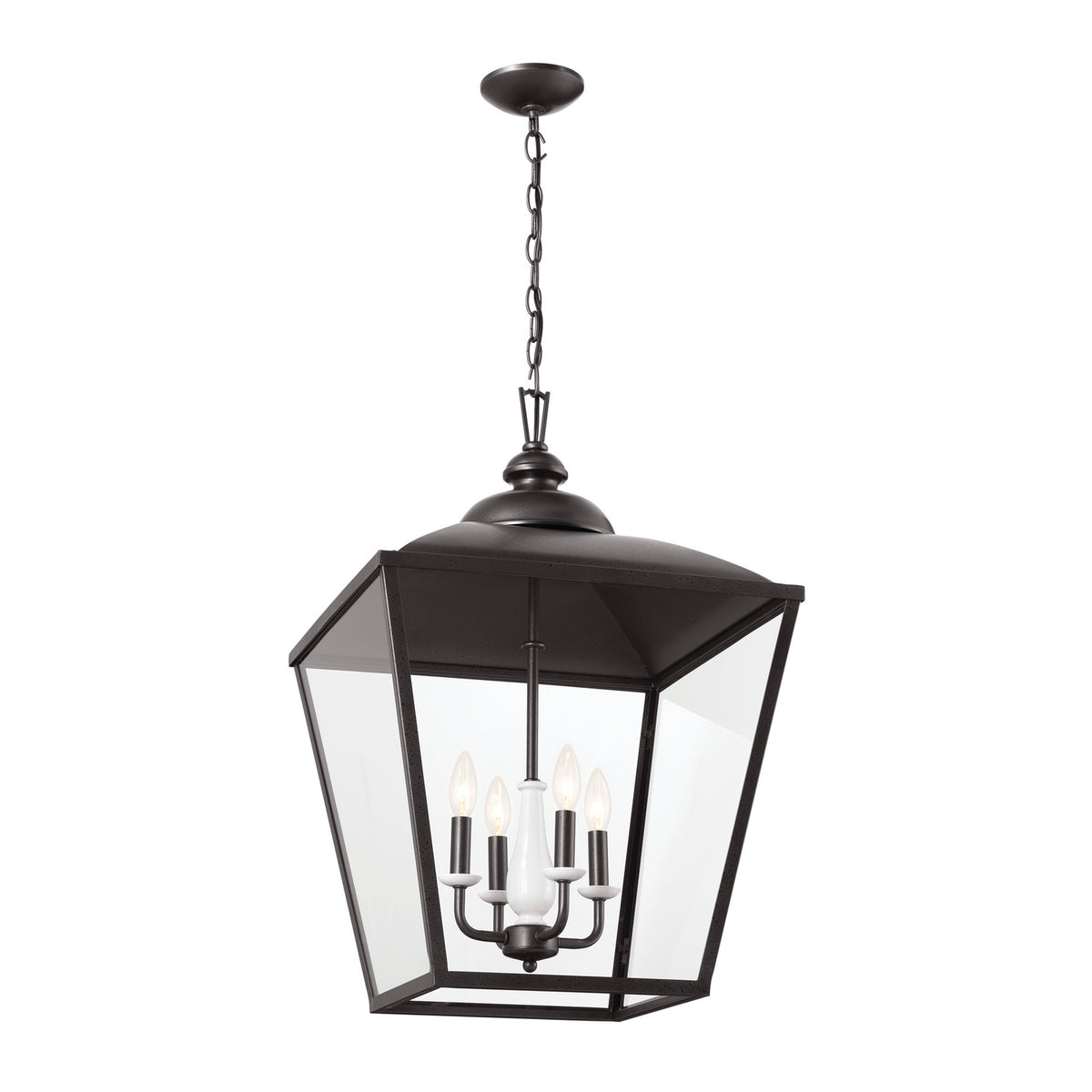 Dame Four Light Foyer Pendant in Anvil Iron