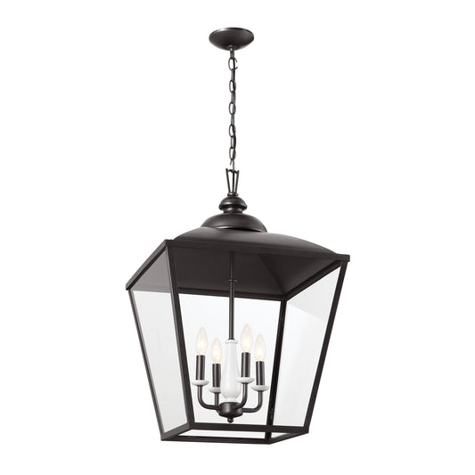 Dame Four Light Foyer Pendant in Anvil Iron