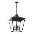 Dame Four Light Foyer Pendant in Textured Black