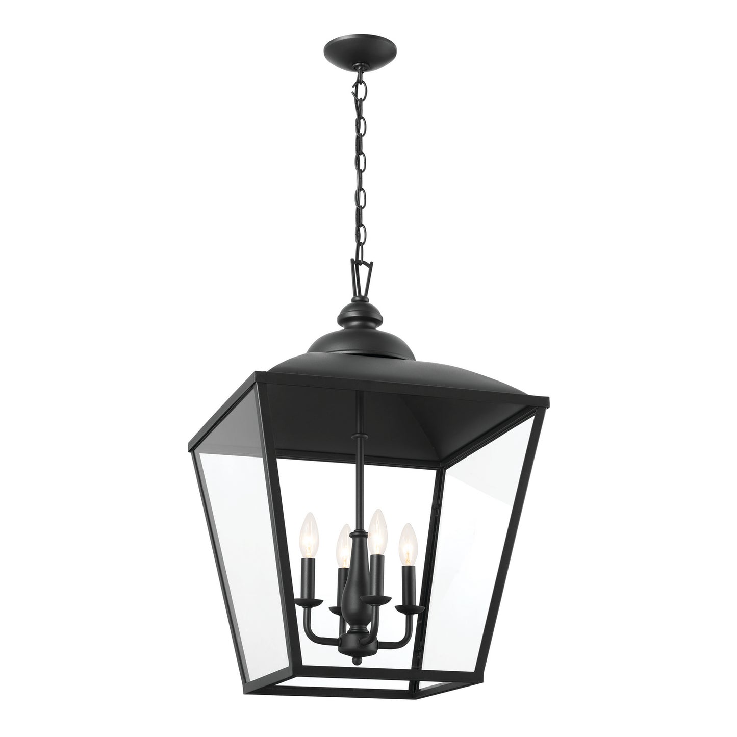 Dame Four Light Foyer Pendant in Textured Black