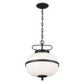Opal Two Light Pendant in Textured Black