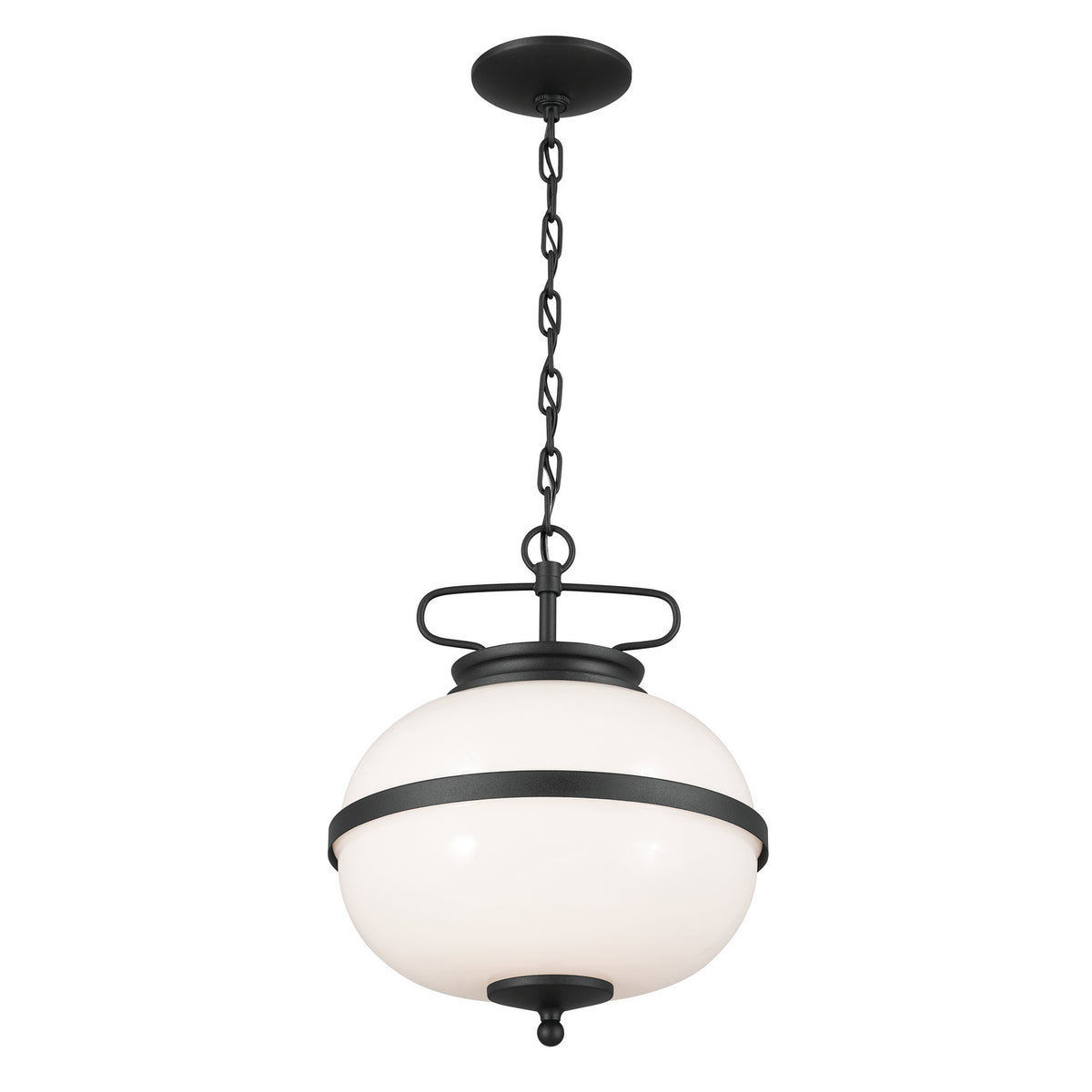 Opal Two Light Pendant in Textured Black