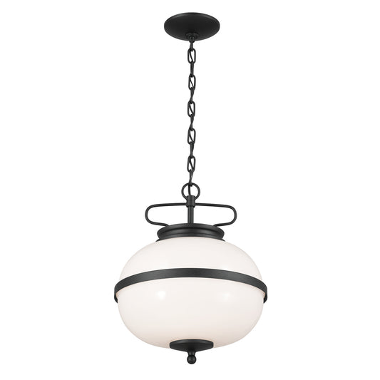 Opal Two Light Pendant in Textured Black