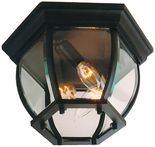 Cast Three Light Outdoor Flushmount in Textured Black
