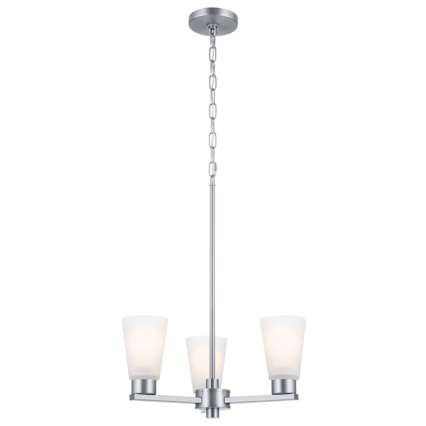 Stamos Three Light Chandelier in Brushed Nickel