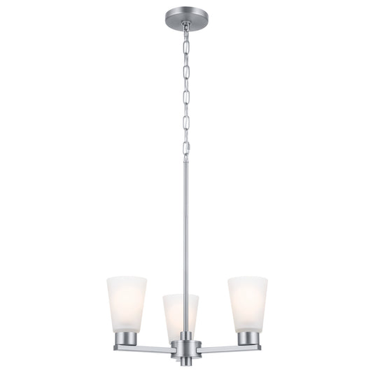 Stamos Three Light Chandelier in Brushed Nickel