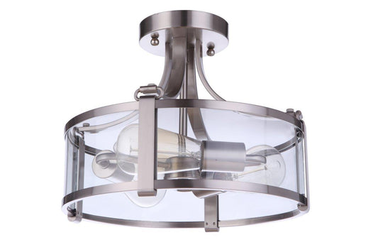 Elliot Three Light Semi Flush Mount in Brushed Polished Nickel