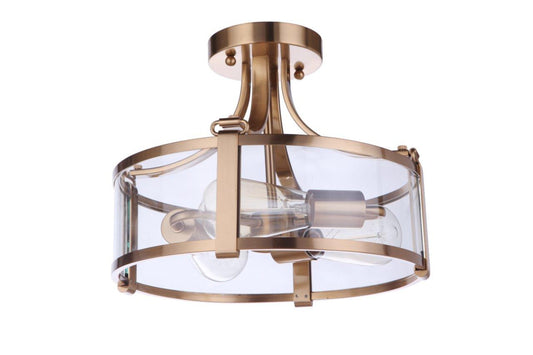 Elliot Three Light Semi Flush Mount in Satin Brass