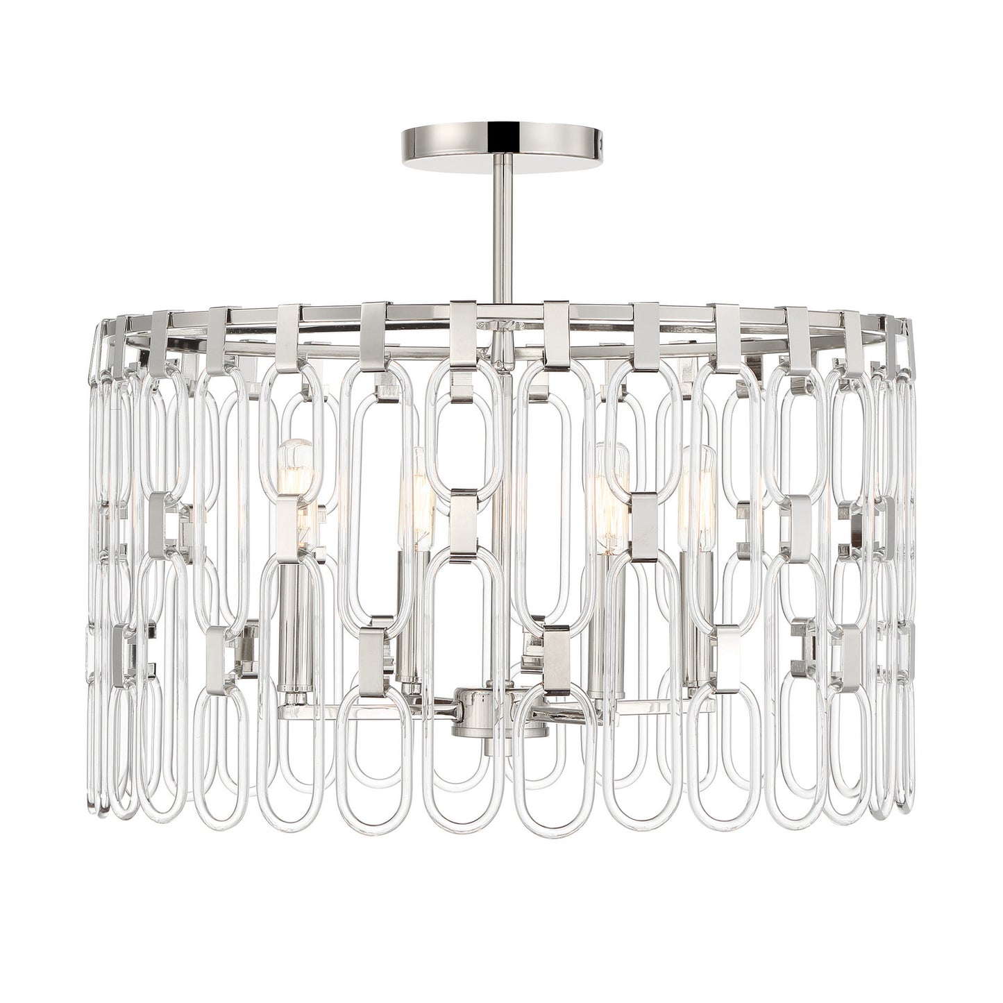 Charming Four Light Convertible Semi Flush / Pendant in Polished Nickel