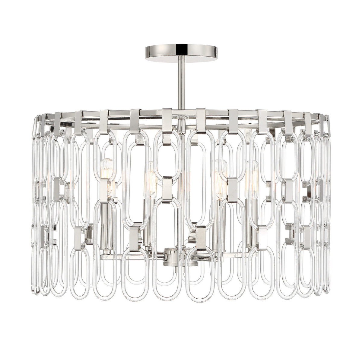 Charming Four Light Convertible Semi Flush / Pendant in Polished Nickel