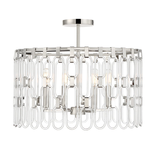 Charming Four Light Convertible Semi Flush / Pendant in Polished Nickel