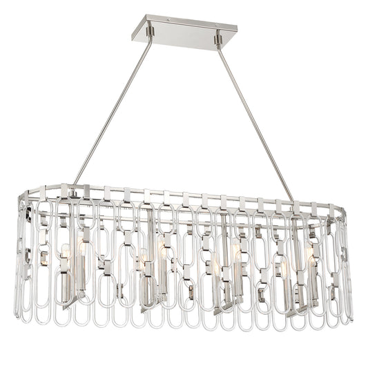 Charming Eight Light Island Pendant in Polished Nickel