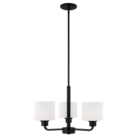 Canfield Three Light Chandelier in Midnight Black