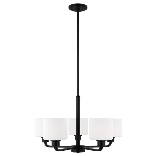 Canfield Five Light Chandelier in Midnight Black