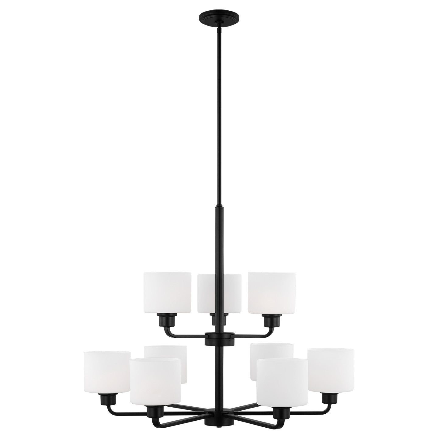 Canfield Nine Light Chandelier in Midnight Black