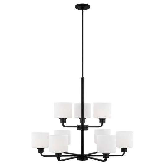 Canfield Nine Light Chandelier in Midnight Black