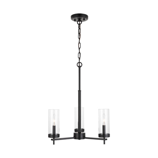 Zire Three Light Chandelier in Midnight Black