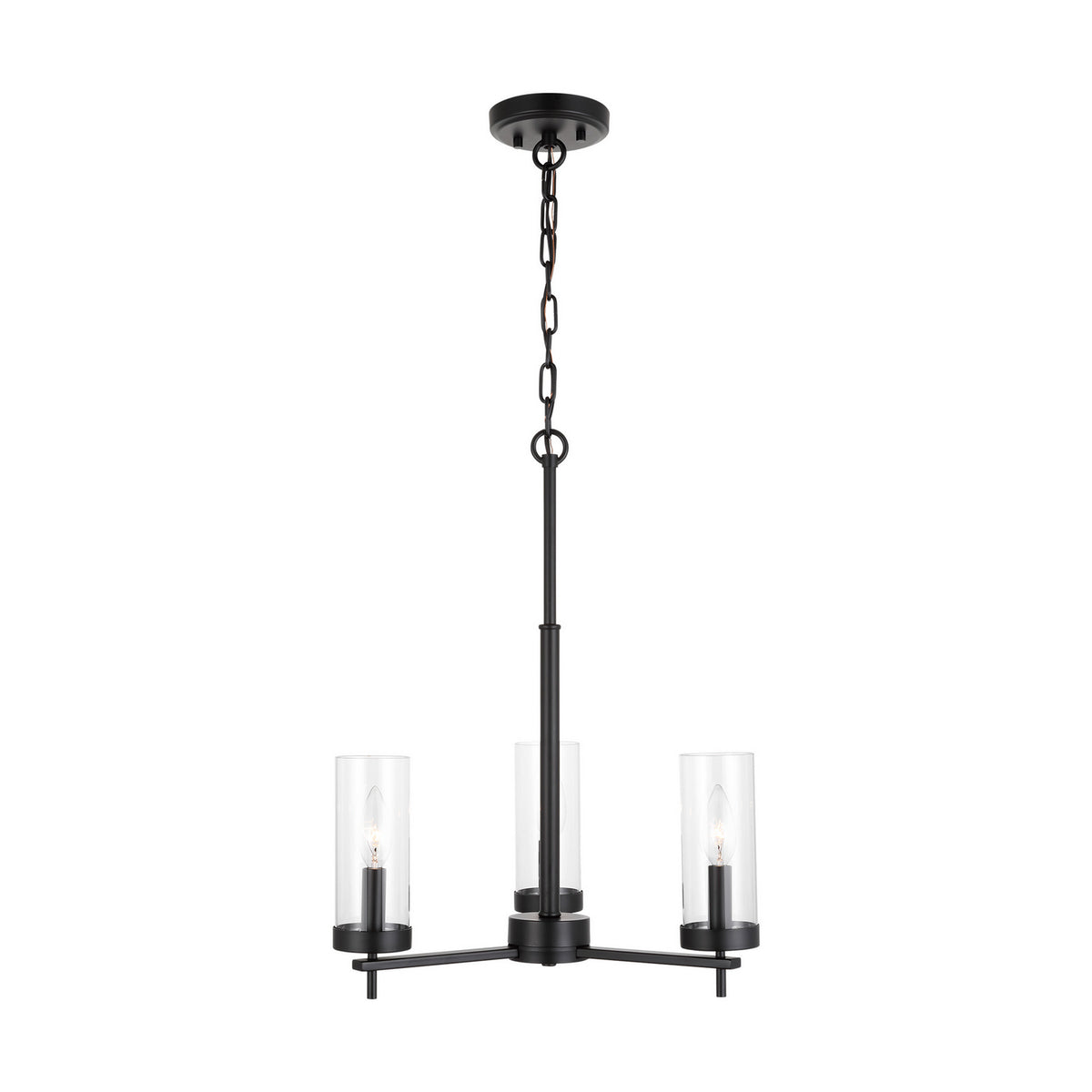 Zire Three Light Chandelier in Midnight Black