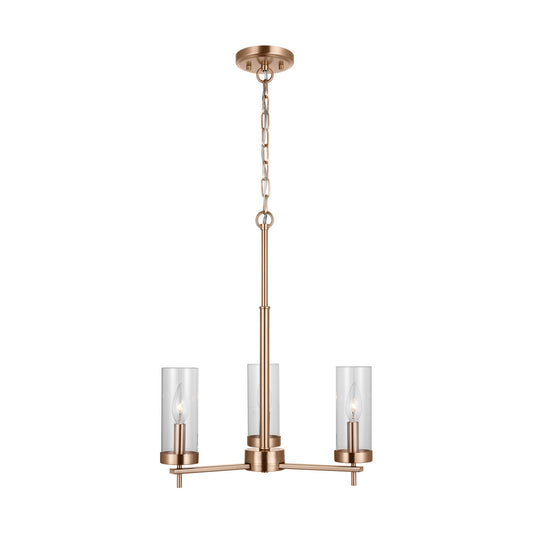 Zire Three Light Chandelier in Satin Brass