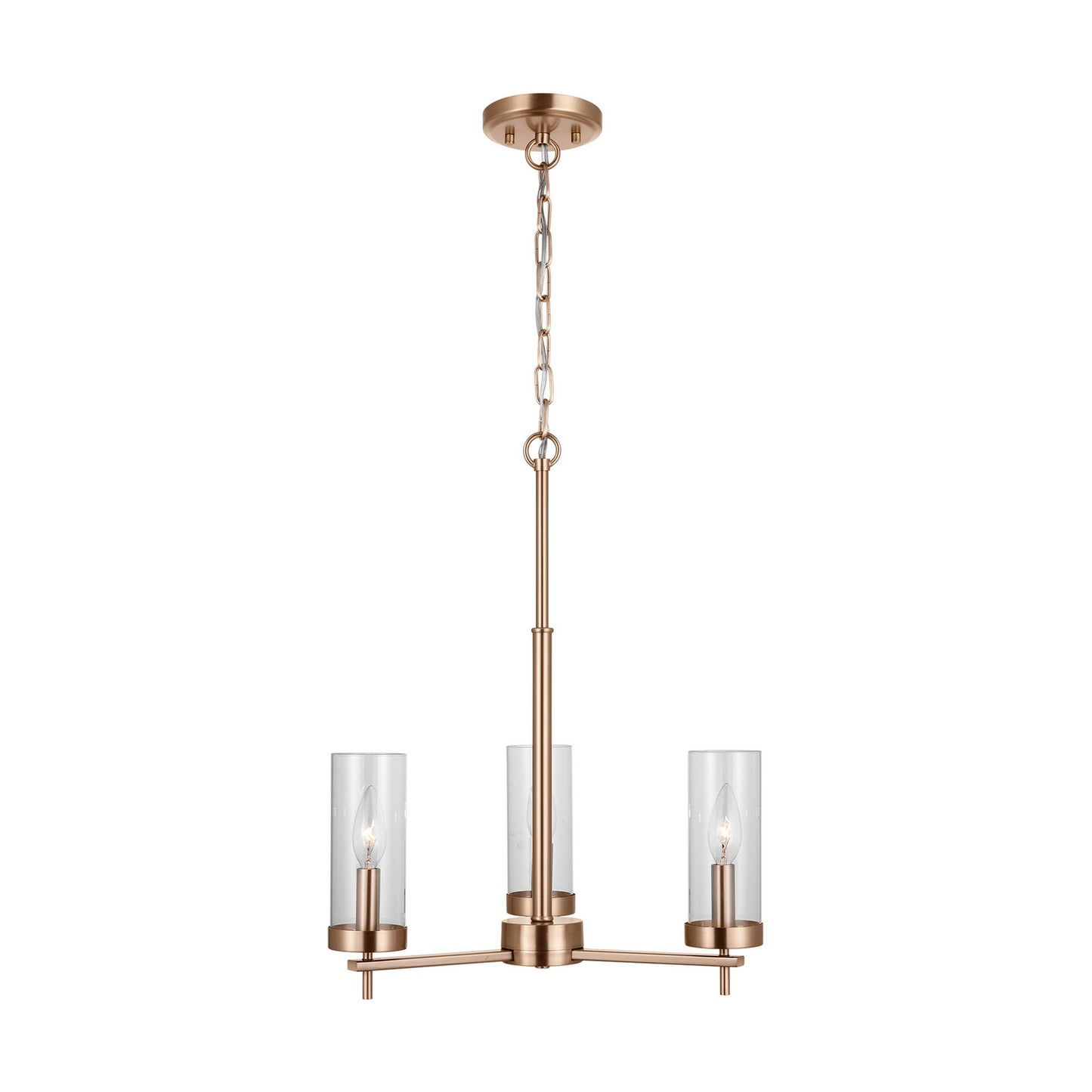 Zire Three Light Chandelier in Satin Brass