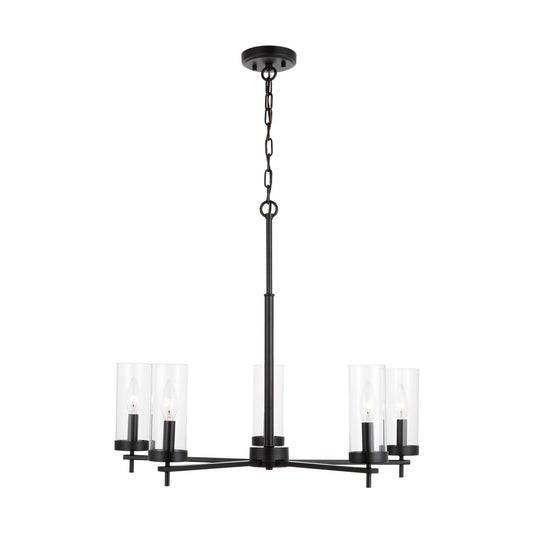 Zire Five Light Chandelier in Midnight Black