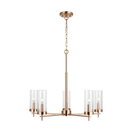 Zire Five Light Chandelier in Satin Brass