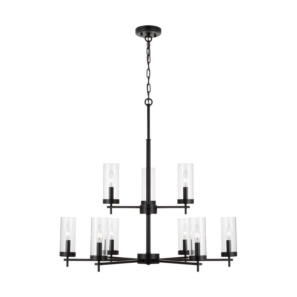 Zire Nine Light Chandelier in Midnight Black