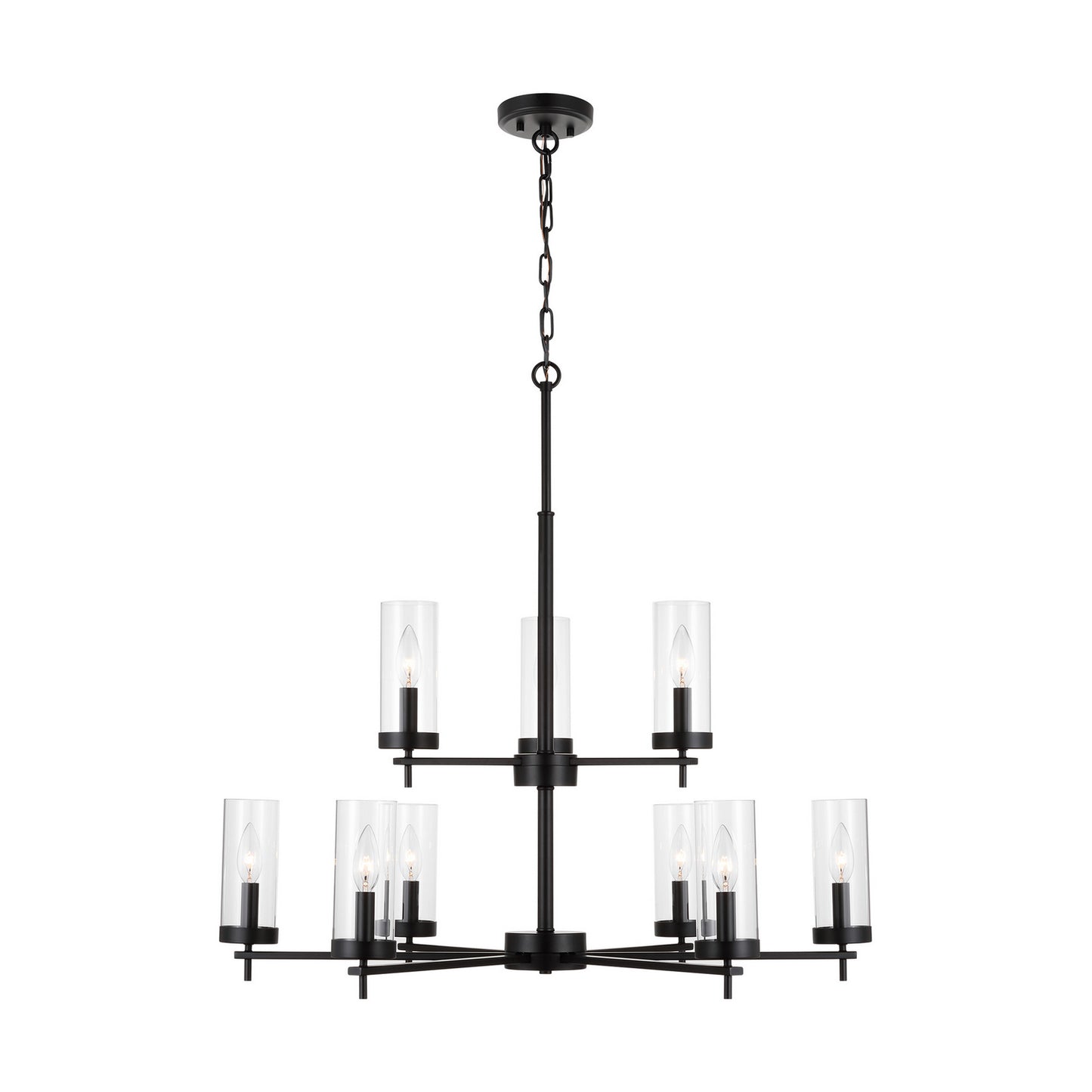 Zire Nine Light Chandelier in Midnight Black