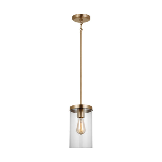 Zire One Light Pendant in Satin Brass
