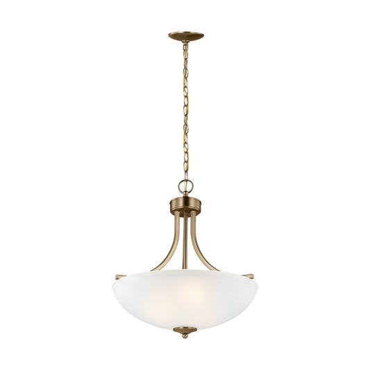 Geary Three Light Pendant in Satin Brass