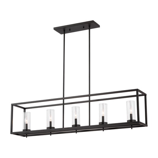 Zire Five Light Island Pendant in Midnight Black
