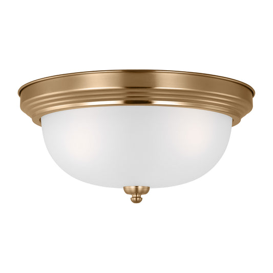 Geary Three Light Flush Mount in Satin Brass