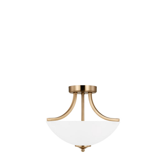 Geary Two Light Semi-Flush Convertible Pendant in Satin Brass