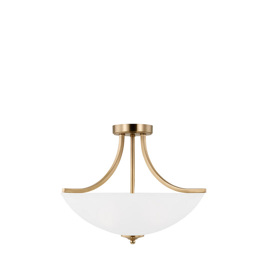 Geary Three Light Semi-Flush Convertible Pendant in Satin Brass