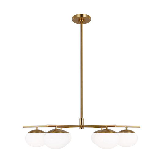 Lune Six Light Chandelier in Burnished Brass