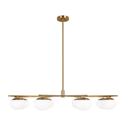 Lune Eight Light Chandelier in Burnished Brass