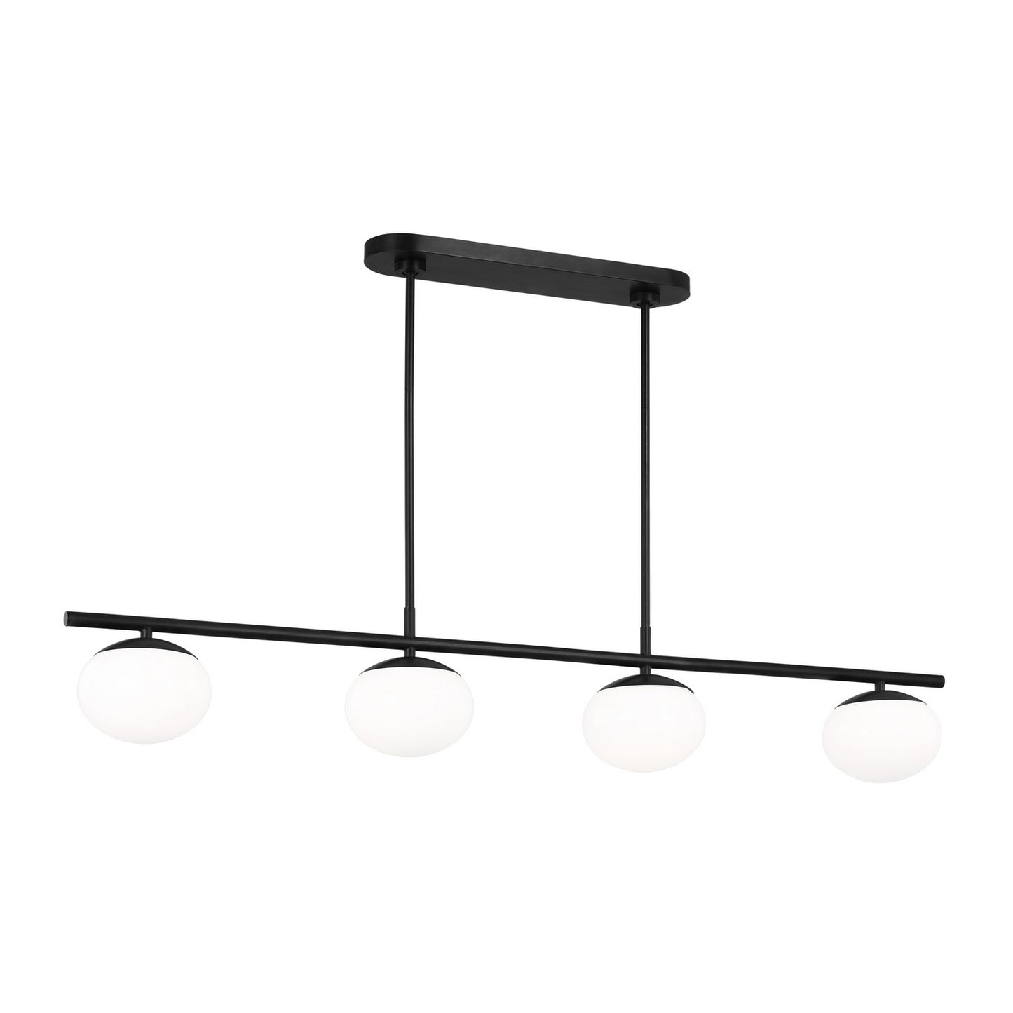 Lune Four Light Linear Chandelier in Aged Iron