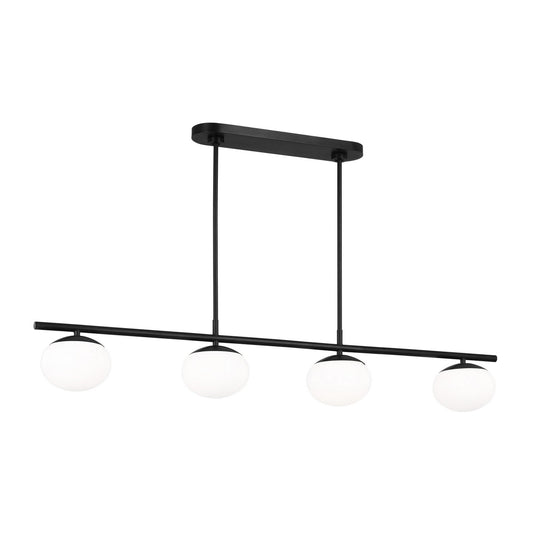 Lune Four Light Linear Chandelier in Aged Iron