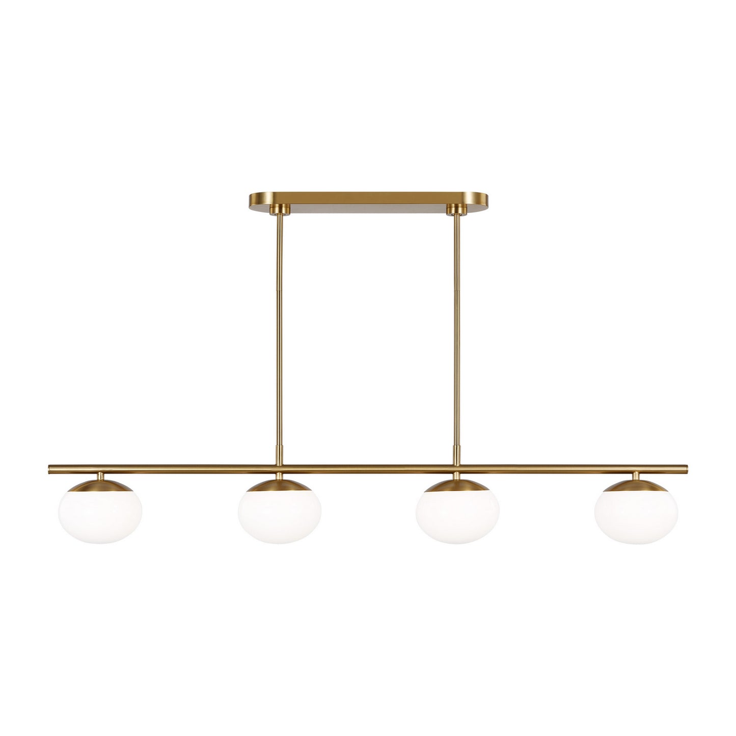 Lune Four Light Linear Chandelier in Burnished Brass