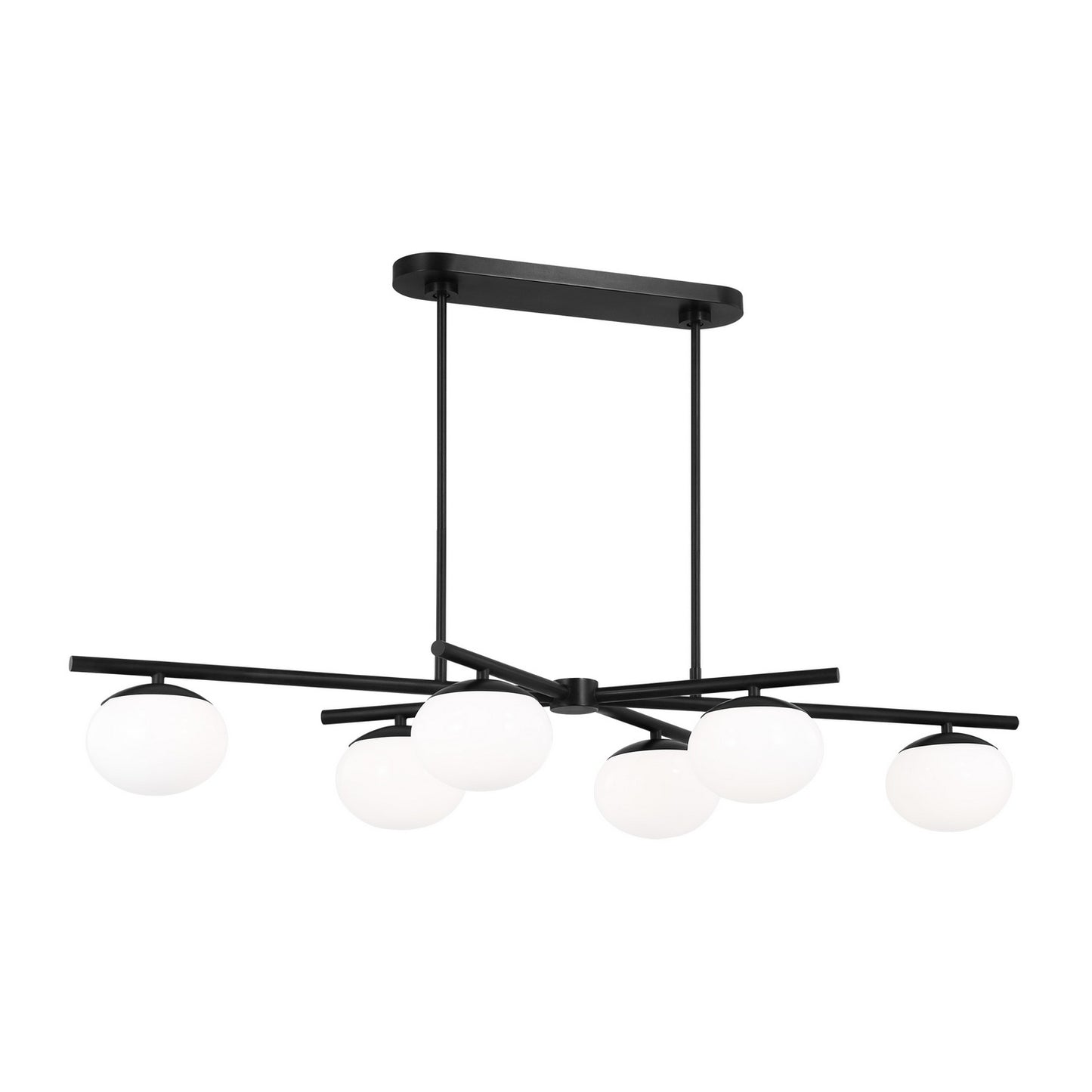Lune Six Light Linear Chandelier in Aged Iron