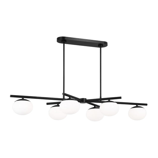 Lune Six Light Linear Chandelier in Aged Iron