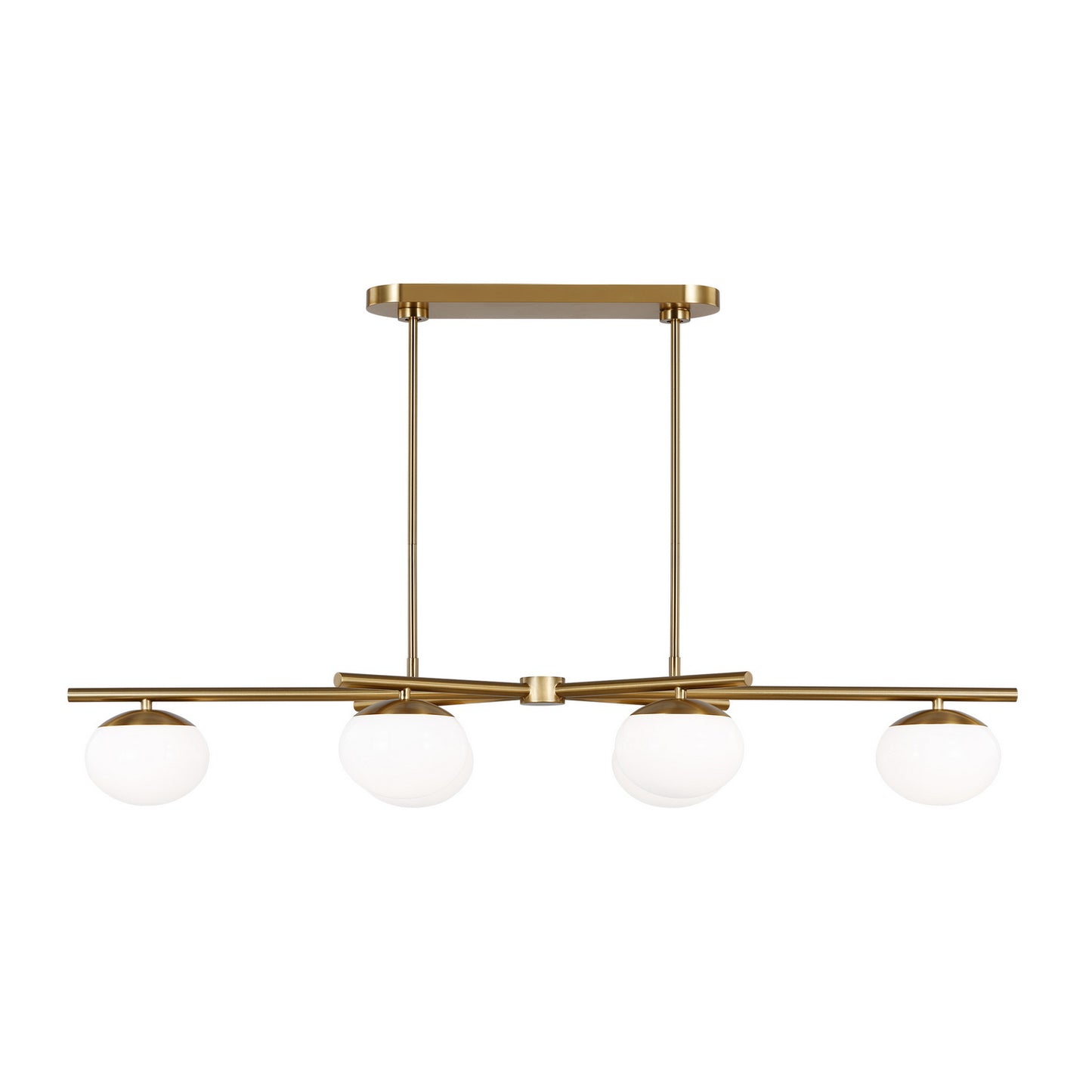Lune Six Light Linear Chandelier in Burnished Brass