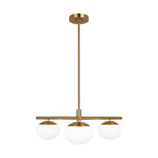 Lune Three Light Semi Flush Mount in Burnished Brass