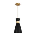 Heath One Light Pendant in Midnight Black and Burnished Brass